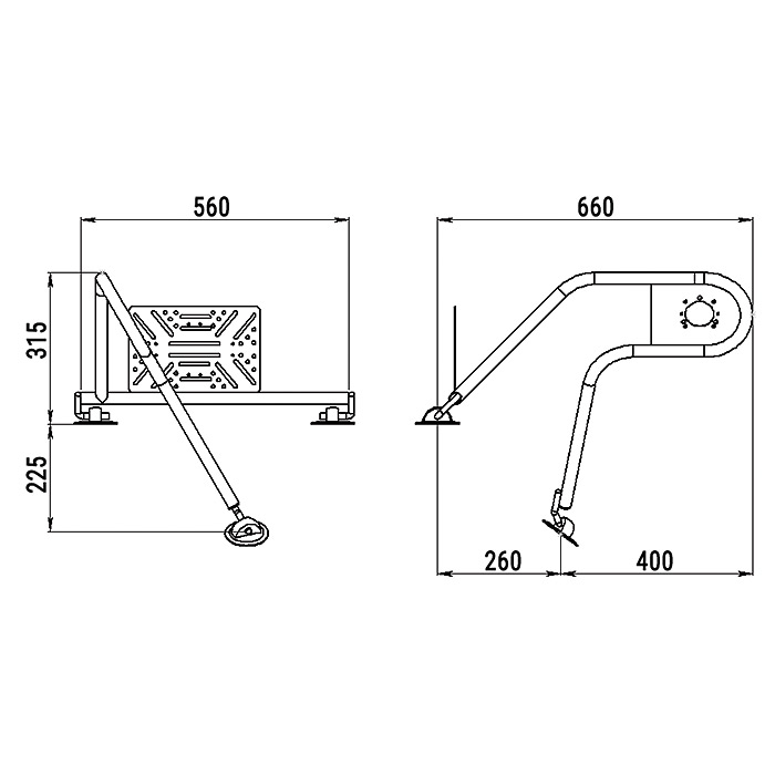 Стойка рулевая с креплением на баллон надувной лодки 25мм в Геленджике