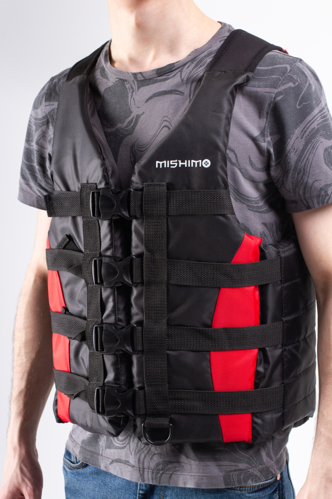 Жилет спасательный MISHIMO PRO Премиум качества Черно-красный в Геленджике