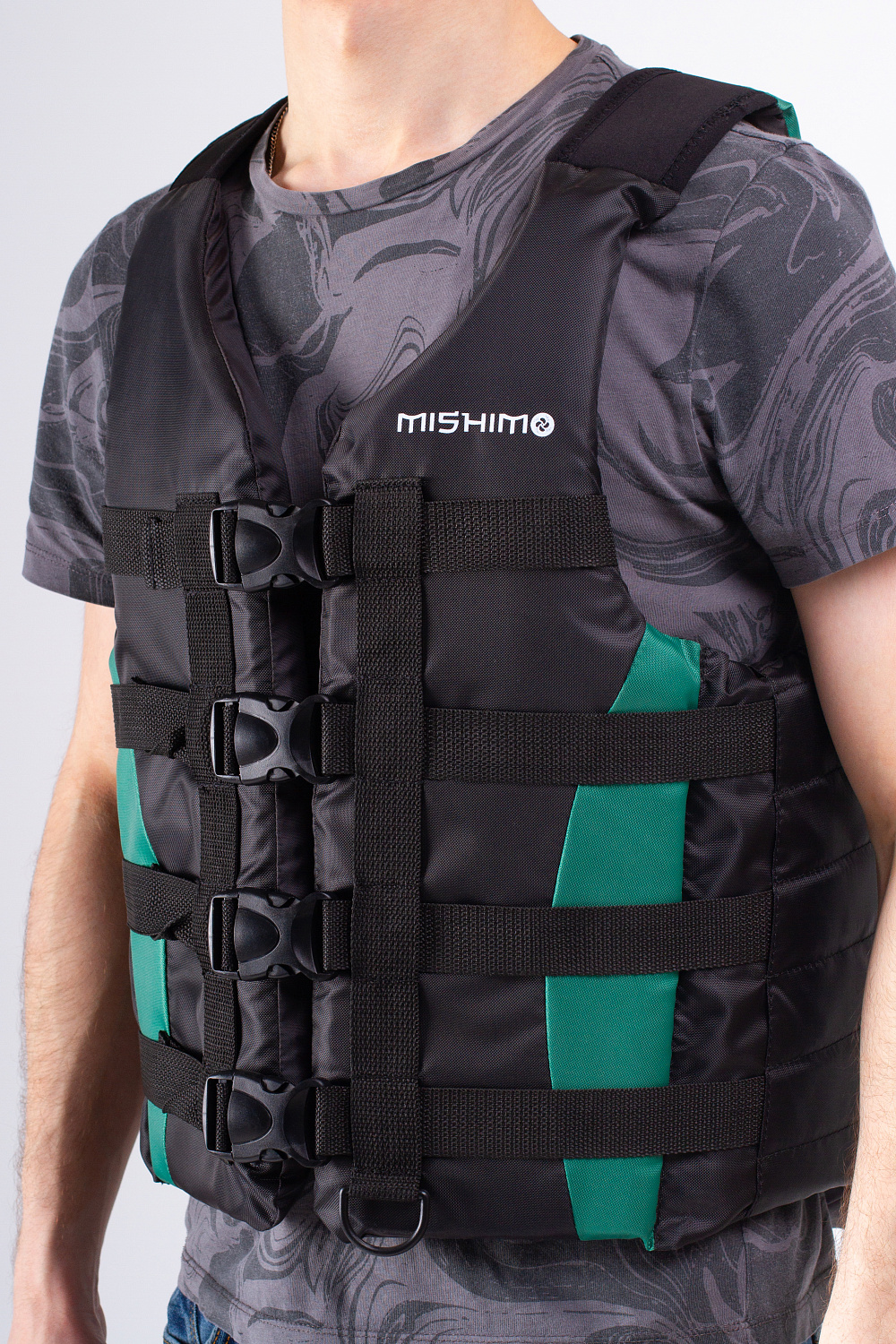 Жилет спасательный MISHIMO PRO Премиум качества Черно-зеленый в Геленджике