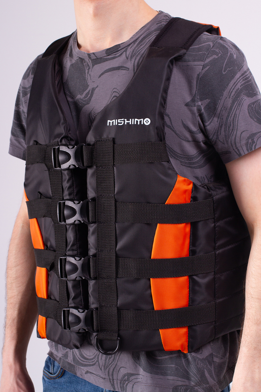 Жилет спасательный MISHIMO PRO Премиум качества Черно-оранжевый в Геленджике