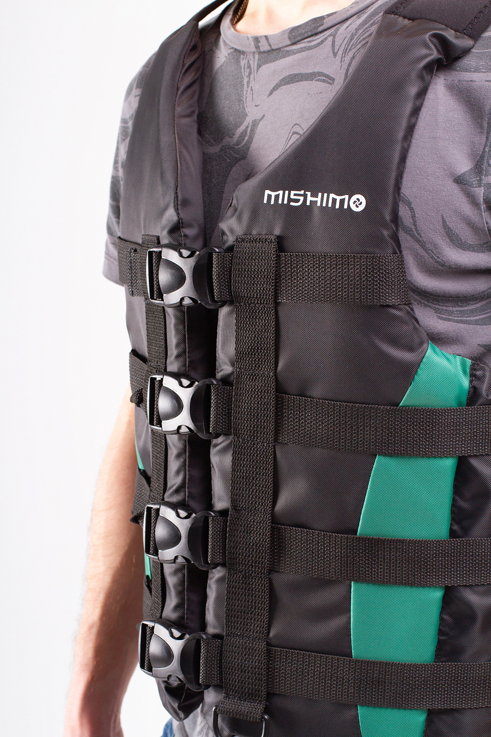 Жилет спасательный MISHIMO PRO Премиум качества Черно-зеленый в Геленджике